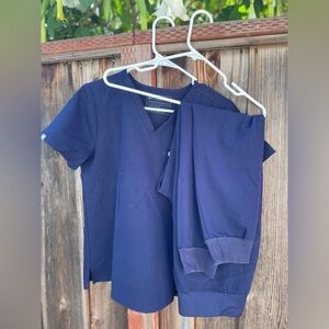 Figs scrub set navy catarina top and zamora high waisted joggers